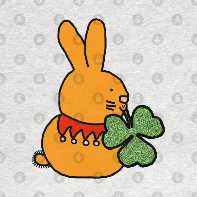 Cute Bunny Rabbit with Shamrock for St Patricks Day by ellenhenryart